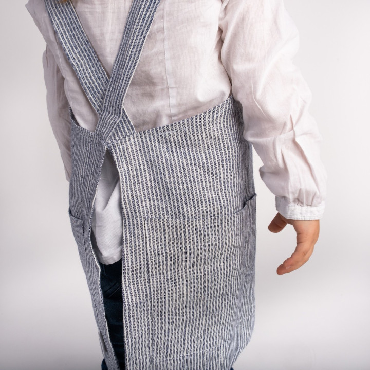 Lotta children's apron (navy blue stripes) - with braces