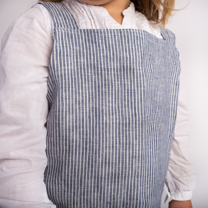 Lotta children's apron (navy blue stripes) - with braces