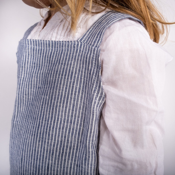 Lotta children's apron (navy blue stripes) - with braces