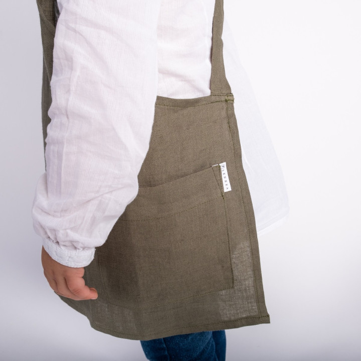Children's apron with braces - 100% linen