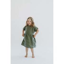 Liten Lisa children's linen dress (olive)