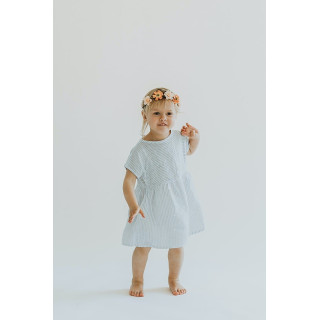 Liten Lisa children's linen dress (white with navy blue stripes)