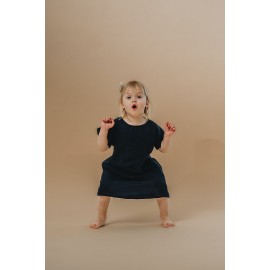 Liten Britta children's linen dress (ink)