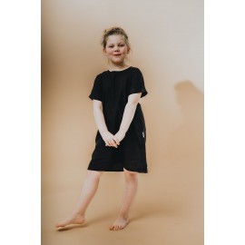 Liten Britta children's linen dress (black)