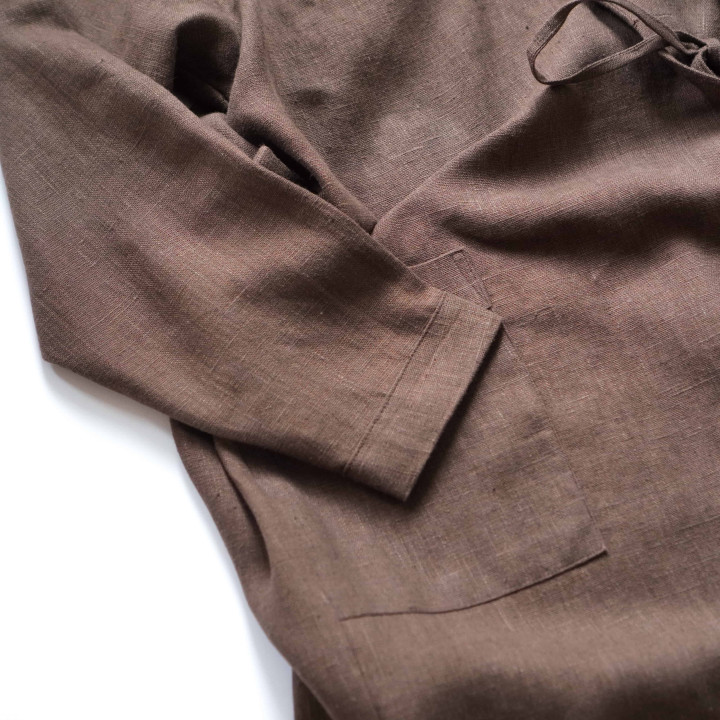 Szlafrok ze zmiękczonego lnu (czekoladowy)