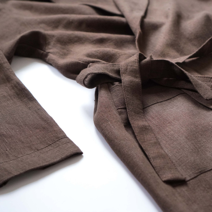 Szlafrok ze zmiękczonego lnu (czekoladowy)