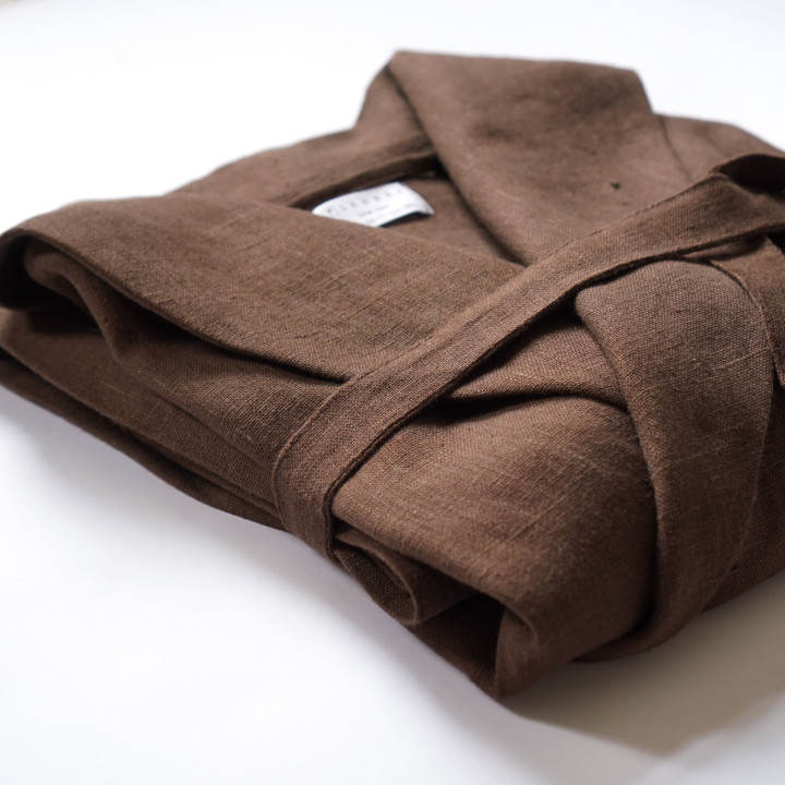 Szlafrok ze zmiękczonego lnu (czekoladowy)