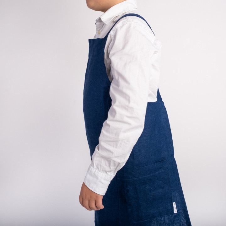 Lotta Children's Apron (indigo) - with suspenders