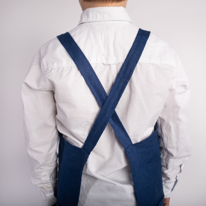 Lotta Children's Apron (indigo) - with suspenders