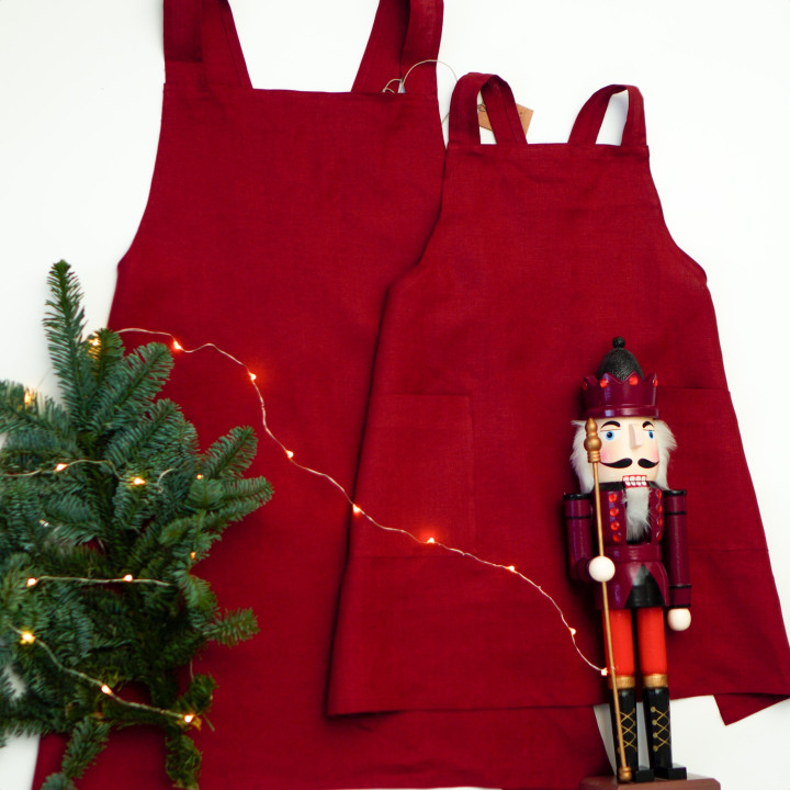 Christmas apron set - 100% linen