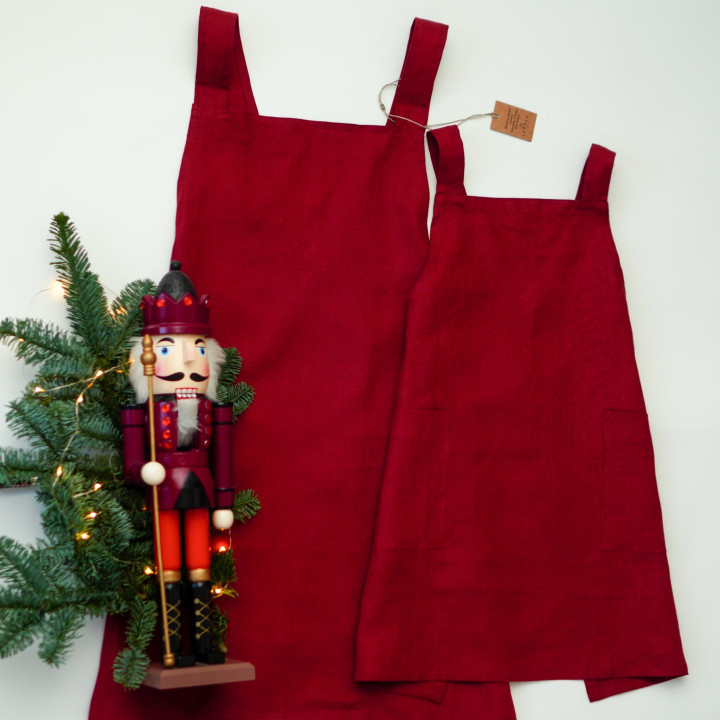 Christmas apron set - 100% linen