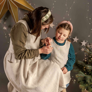 Christmas apron set for mother and daughter - 100% linen