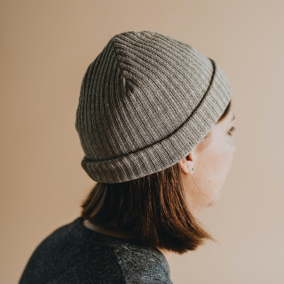 Linen beanie hat (natural)