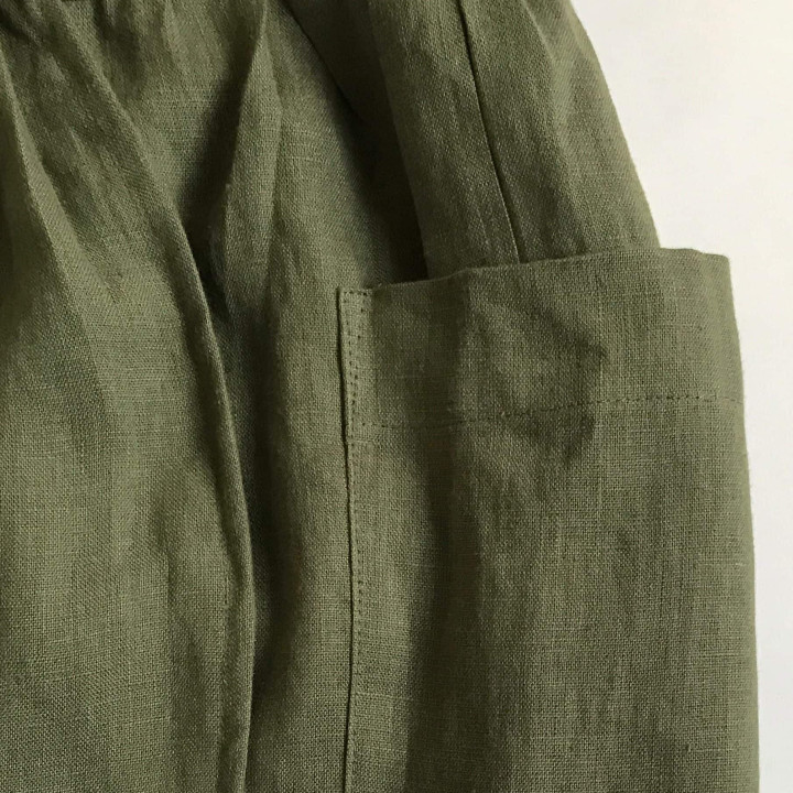Mia dress apron in olive - 100% linen