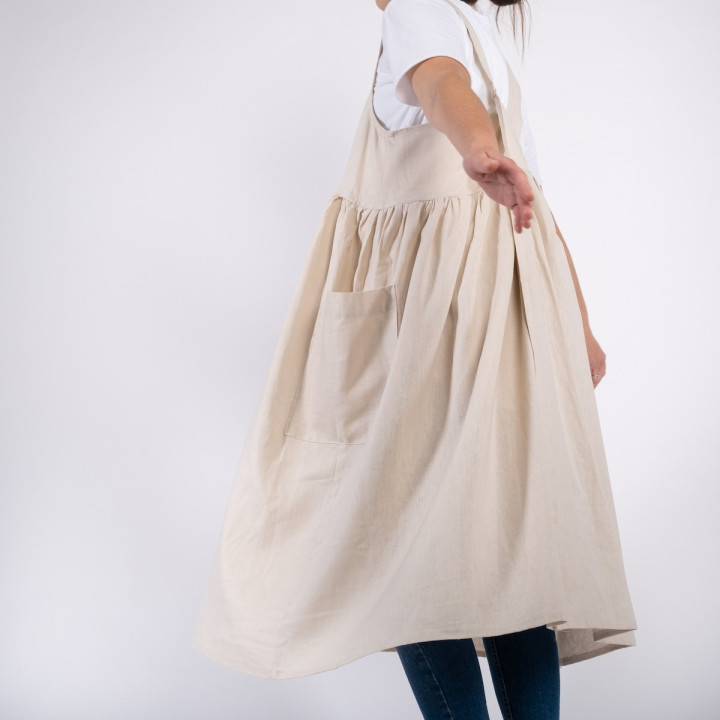 Mia dress apron - natural linen