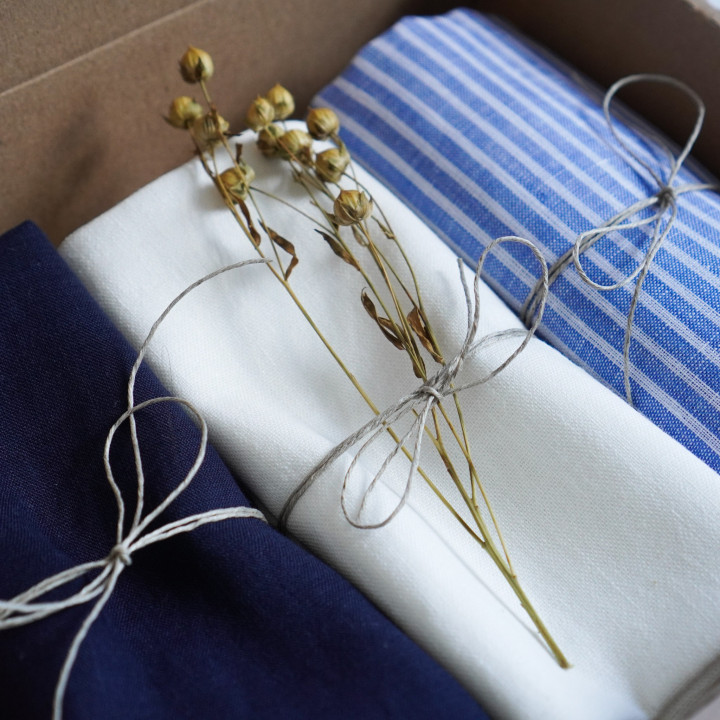 Linen cloth (blue stripes)