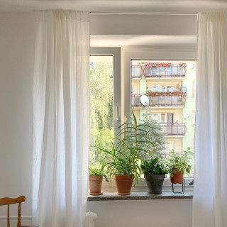 Modern white linen curtains